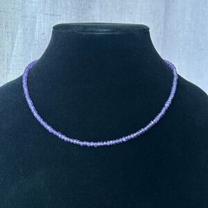 Handmade 925 Sterling Silver and‎ Faceted Amethyst Choker Necklace 18”-20”